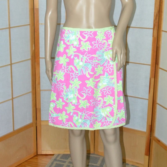 Lilly Pulitzer Dresses & Skirts - Lilly Pulitzer Pink Green Reversible Wrap Skirt 10